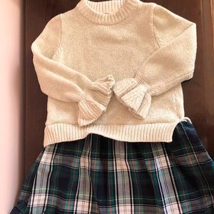 Crewcuts Sweater dress with plaid skirt.